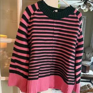 Maeve by Anthropologie Striped Pink and Green Women's Sweater